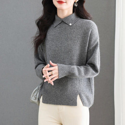 宽松显瘦打底衫时髦洋气减龄，娃娃领上衣冬季内搭毛衣CC-XFY-3307 商品图2