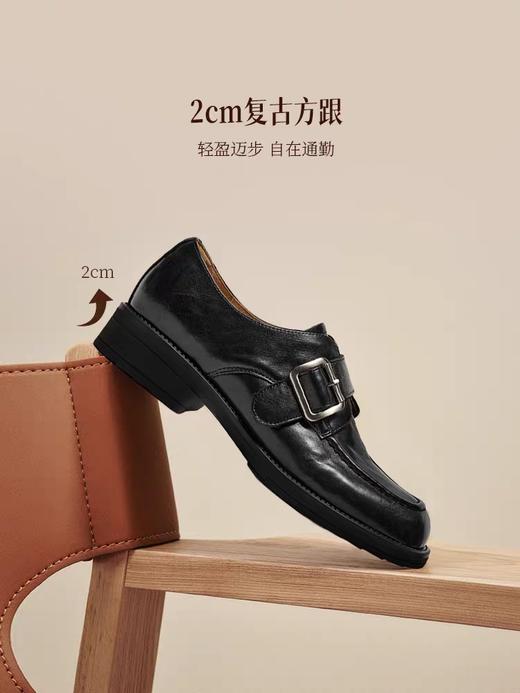 【云粉节】BF楼Bata乐福鞋女2026春款复古英伦风牛皮通勤粗跟单鞋C5563AM6   吊牌价899   活动价629 商品图4