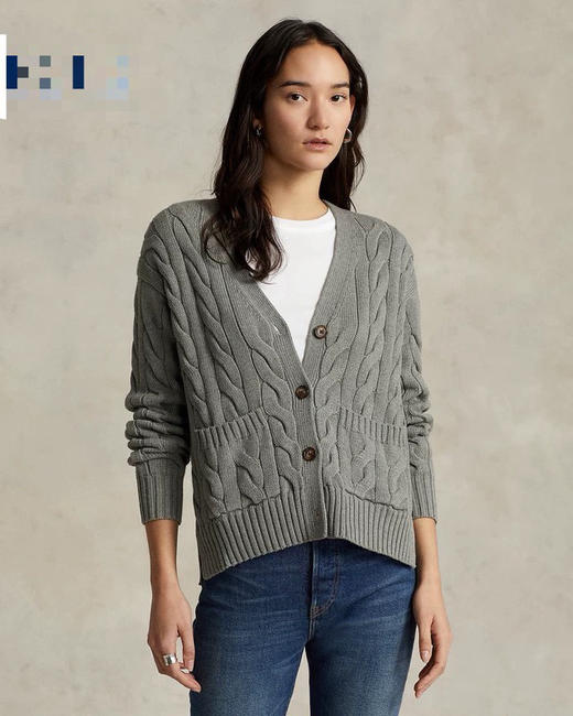 【秒杀价已调 直接拍】永恒的经典款 拉夫劳伦 POLO 女装 秋冬女士复古粗格绞花编结棉 针织开衫 商品图1