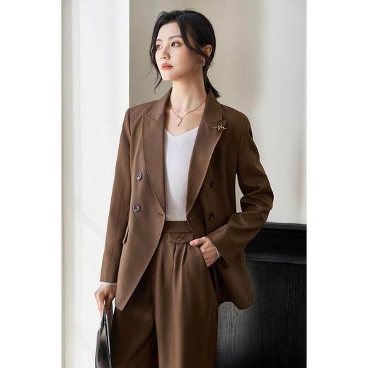 剩S/L/XL 米思阳2026春季新款英伦风高级感职业西装修身直筒干练外套女0337 商品图0