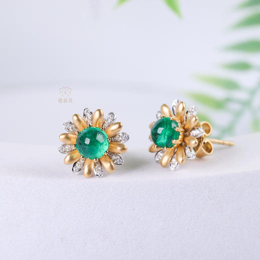 【青春】小雏菊祖母绿耳钉-EZ12406087 商品图3