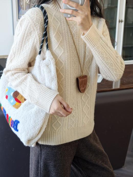 Marland绞花半高领100%羊毛衫 商品图1