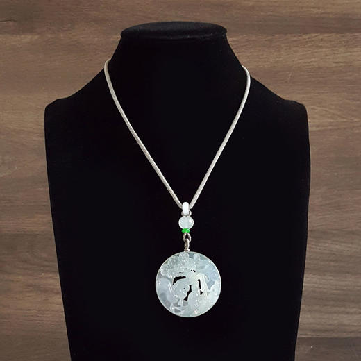 【天然正品】天然收藏级细腻冰种喜上眉梢圆形平安无事牌翡翠吊坠项链311025AH05 商品图9