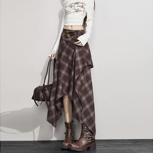 裁缝学苑AS599不规则格纹半身裙纸样女装新款高腰遮胯显瘦A字裙样板 商品图3