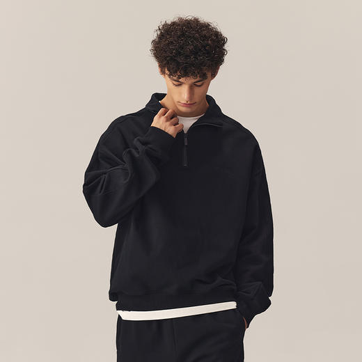 CHINISM赤尘 重磅半拉链卫衣男春季美式宽松休闲男士翻领长袖上衣 商品图1