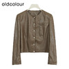 oldcolour欧珂冬季皮衣时尚休闲通勤纯色短外套女BQ480407A1 商品缩略图0
