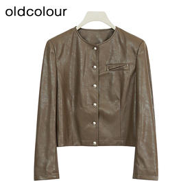 oldcolour欧珂冬季皮衣时尚休闲通勤纯色短外套女BQ480407A1