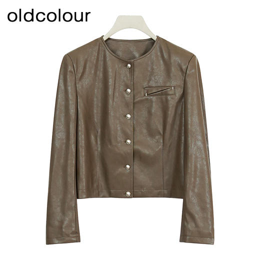 oldcolour欧珂冬季皮衣时尚休闲通勤纯色短外套女BQ480407A1 商品图0