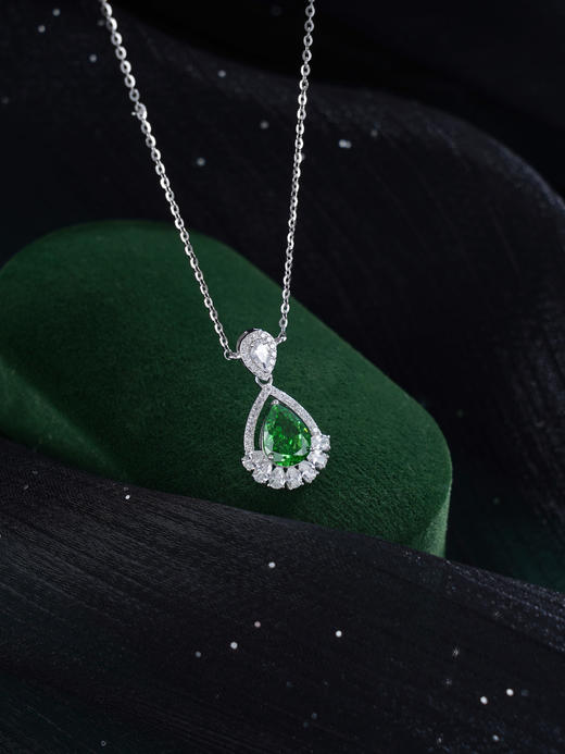 子佩集S925银【翠影妙凝】套链【YL-6837】纯银绿锆石项链时尚2412 商品图0