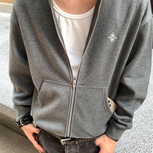 CHINISM赤尘 针织空气层宽松落肩连帽开衫卫衣男秋季休闲拉链外套 商品图4