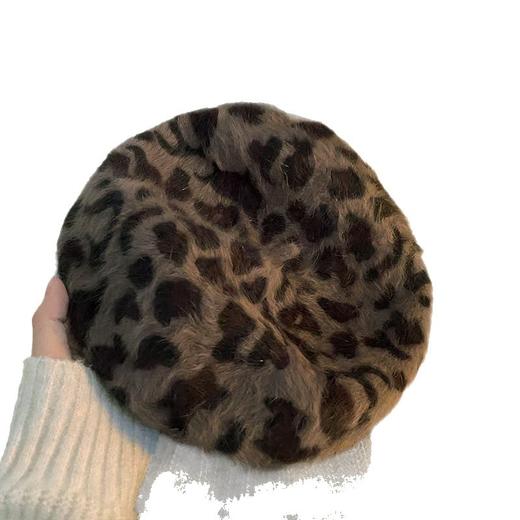 雀说 豹纹小盆帽百搭风户外出行保暖加厚毛绒帽MM2908 商品图4