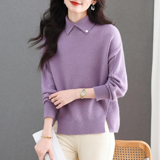 宽松显瘦打底衫时髦洋气减龄，娃娃领上衣冬季内搭毛衣CC-XFY-3307 商品图3