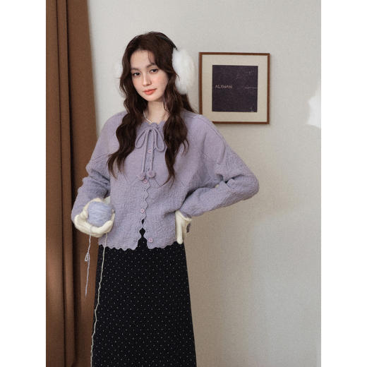 鹿向南「绻心织梦」法式黑色波点针织半身裙女秋冬显瘦A字中长裙 商品图3