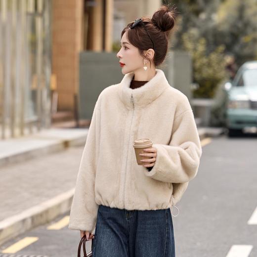 立领皮毛一体短外套，韩系超好看温暖百搭毛毛外套HR-LNS9785 商品图2