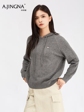 【 骨感廓形】阿菁娜冬季新款氛围感羊毛卫衣连帽设计修饰肩线骨感廓形多风格轻松切换F30D302007