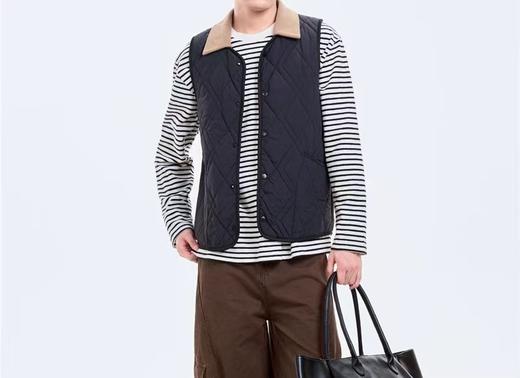 可拆卸翻领/中层100绵羊毛/人字纹质感】气质休闲马甲复古腔调，灯芯绒领马甲 商品图2