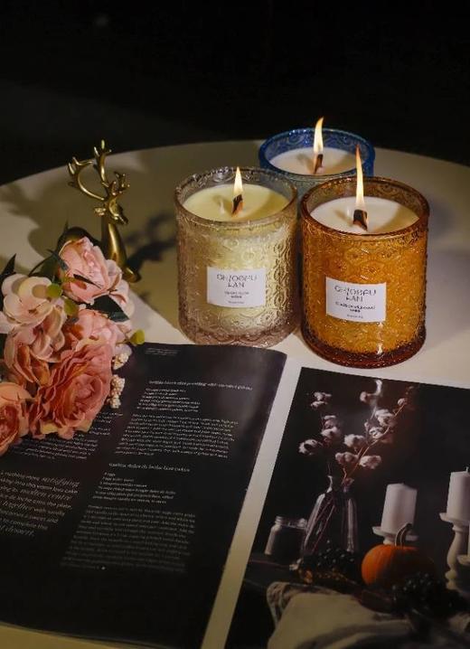 品牌直发~【意大利choefulan浮雕繁花玻璃杯香薰蜡烛550g】6款香型可选！精选大豆蜡，⁤天然无添加，除醛除异味！巨无霸，chao耐用！⁮出口级香薰WD 商品图5