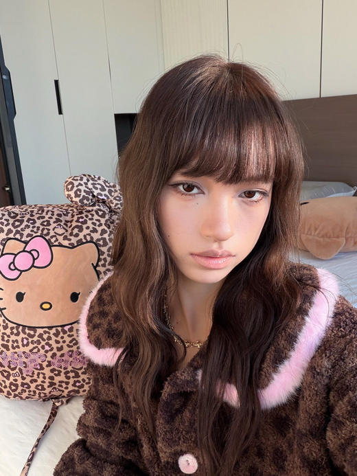 官网599！野兽家同款KITTY豹纹联名款可丽绒家居服套装  立领围巾领/撞色娃娃领 甜美可爱减龄温暖 商品图4