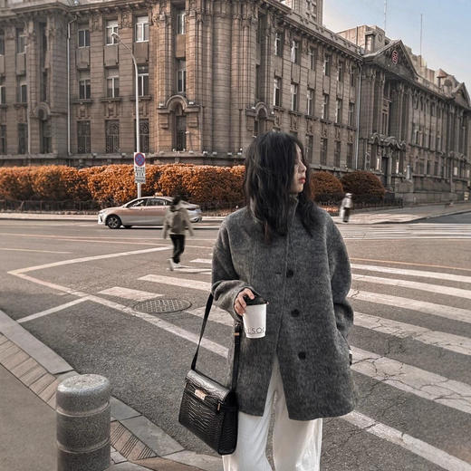 丁摩【伦敦晨雾】秋冬新款立领双面羊绒大衣韩版显瘦毛呢外套女ALWSG0204 商品图3