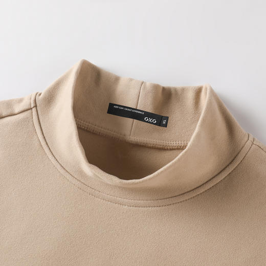 GXG男装【柔软亲肤】秋冬季半高领字母刺绣休闲男式长袖T恤K&C 商品图4