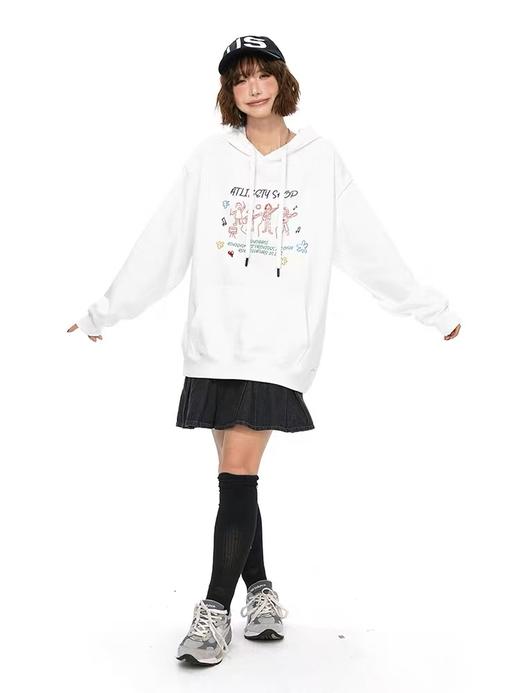 【潮牌卫衣】内里毛圈～（连帽）设计感音乐人物宽松大版卫衣-喜出 商品图0