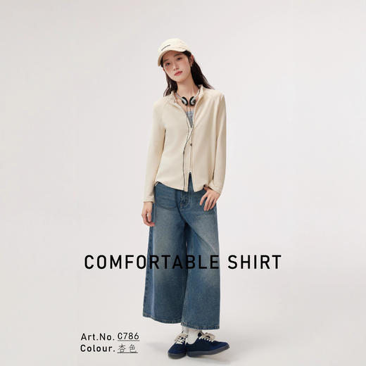 丁摩 复古休闲外套秋季新款蚕丝羊毛通勤简拉链正肩上衣5ZF-786 商品图3