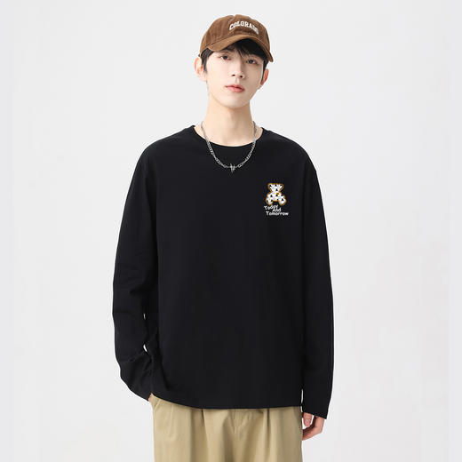 GXG男装【100%棉】秋季时尚卡通小熊舒适休闲男式圆领长袖T恤K&C 商品图2