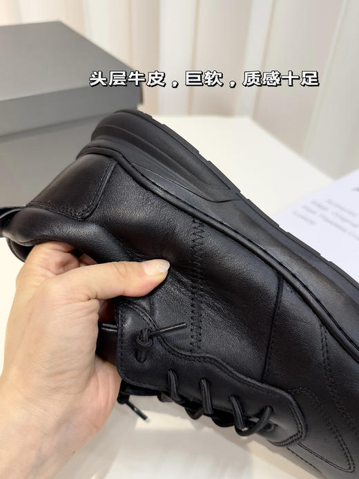 头层牛皮Ecc男士秋冬加绒松紧鞋带一脚蹬德训皮鞋 商品图8