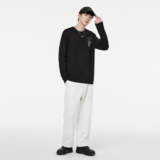 GXG男装【简约字母】秋季时尚百搭男款圆领休闲长袖t恤上衣K&C 商品图2