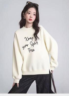 🔥🔥🔥奥粒绒【重工刺绣】95%棉 2025 爆款Keep字母加绒宽松短款卫衣-喜出