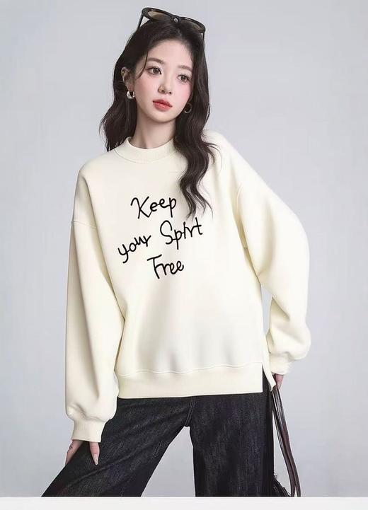 🔥🔥🔥奥粒绒【重工刺绣】95%棉 2025 爆款Keep字母加绒宽松短款卫衣-喜出 商品图0