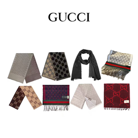 【双12特惠】【送礼盒礼袋】Gucci古驰爆款围巾披肩合集 红色双面色  棕卡双面色 卡其色