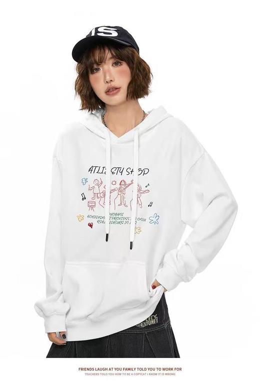 【潮牌卫衣】内里毛圈～（连帽）设计感音乐人物宽松大版卫衣-喜出 商品图3