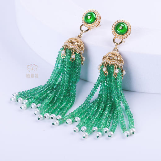 【摇曳生姿】祖母绿流苏耳坠     SH 12206021 商品图4