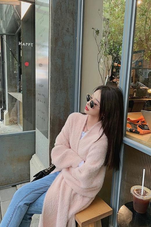 LNNNS 知性优雅粉色中长款针织开衫 21399 商品图2