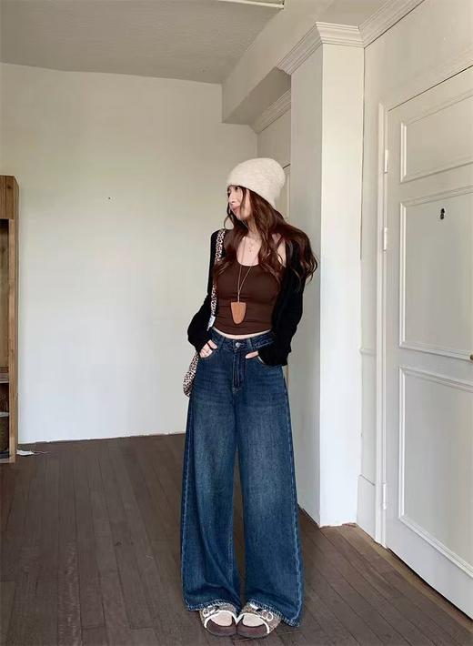 🔥🔥【2025爆款牛仔】磨毛绒笑脸款～6610复合一体保暖阔腿裤直筒裤-喜出 商品图4