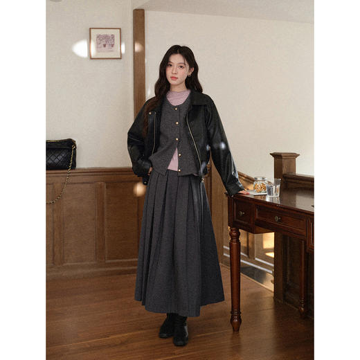 鹿向南「叠穿美学」复古灰色叠穿马夹女秋冬新款小个子针织衫上衣 商品图4