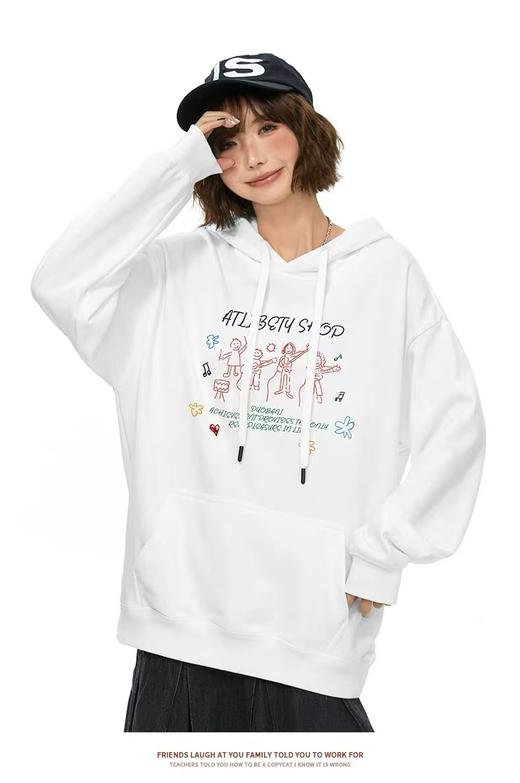 【潮牌卫衣】内里毛圈～（连帽）设计感音乐人物宽松大版卫衣-喜出 商品图2