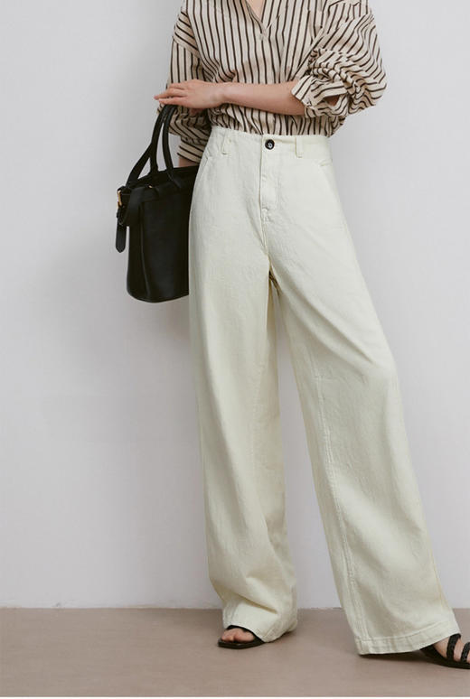 OLrain欧芮儿米杏色长裤慵懒2025年新款 商品图2