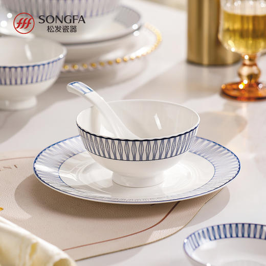 28头蓝律线语骨瓷釉中餐具 商品图2