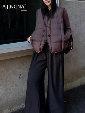 【 高蓬松鸭绒】阿菁娜冬季新款立体绗缝羽绒马甲高蓬松鸭绒叠穿造型必备F30D203015