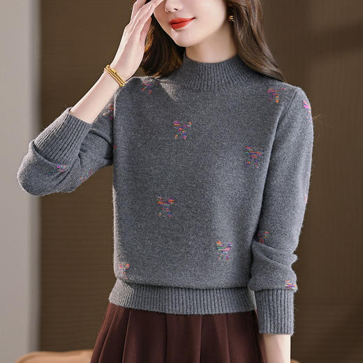 女士半高领打底衫，时尚洋气宽松显瘦遮肚上衣CC-101-35567 商品图2