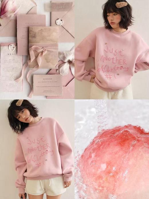 小众品牌原单草莓圣代加绒珠绣卫衣 商品图2