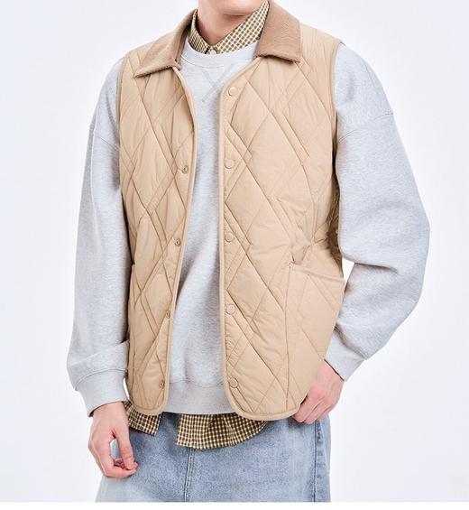 可拆卸翻领/中层100绵羊毛/人字纹质感】气质休闲马甲复古腔调，灯芯绒领马甲 商品图1