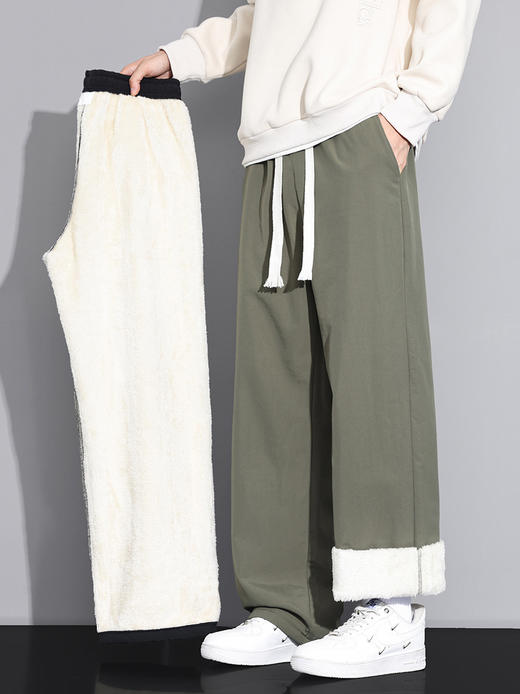 【GZ】无忧购加厚羊羔绒裤子男士冬季加绒卫裤宽松直筒棉裤29181（截单后3-5天发货） 商品图1