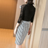 剩S 】米思阳2026春季百搭复古优雅不对称条纹修身显瘦包臀半身裙女1705 商品缩略图4