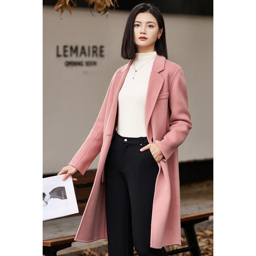 剩M/XL/XXL 米思阳2025冬季新款温柔精致全毛毛呢外套粉色100%羊毛上衣女1517 商品图2