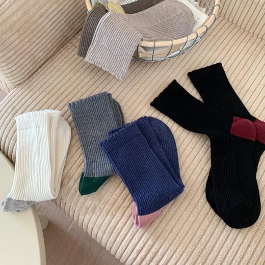 丁摩 【6双装】秋冬羊毛女袜复古色系加厚中筒保暖休闲堆堆袜女袜5ZF-176N 商品图2