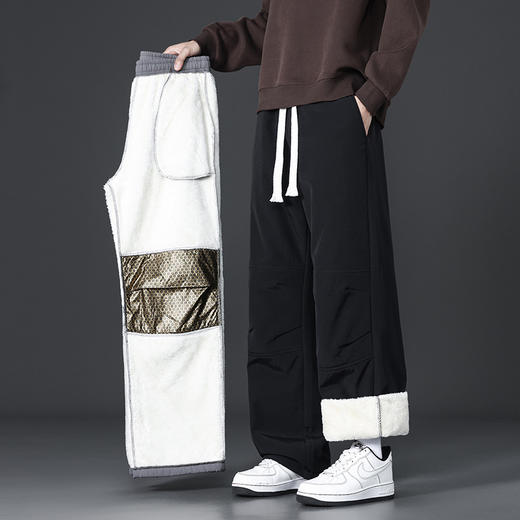 【GZ】无忧购羊羔绒直筒裤子男款石墨烯加绒男士阔腿裤29182（截单后3-5天发货） 商品图5