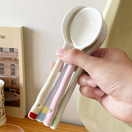 【陶瓷筷子马卡龙撞色设计】 少女心彩色ins 家用陶瓷勺子套装5双礼盒装  商品图3